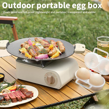 3 pieces egg holders for 2 eggs, egg box, portable egg case with carabiner, egg holder, plastic, transparent, refrigerator, kitchen, outdoor, picnic, camping.