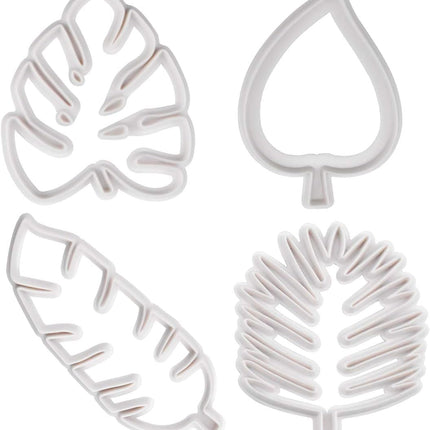 Set of 4 cutters, cookie cutters, leaf cutters, tropical leaves, plastic cake decoration for DIY cookies, fondant, cupcakes, cake.