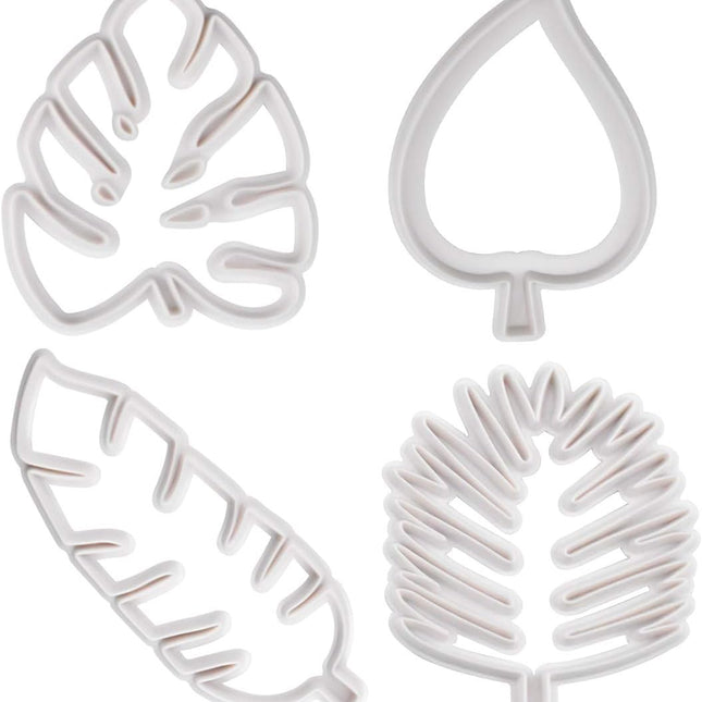 Set of 4 cutters, cookie cutters, leaf cutters, tropical leaves, plastic cake decoration for DIY cookies, fondant, cupcakes, cake.
