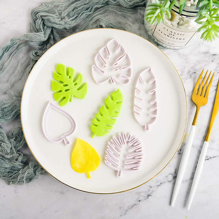 Set of 4 cutters, cookie cutters, leaf cutters, tropical leaves, plastic cake decoration for DIY cookies, fondant, cupcakes, cake.