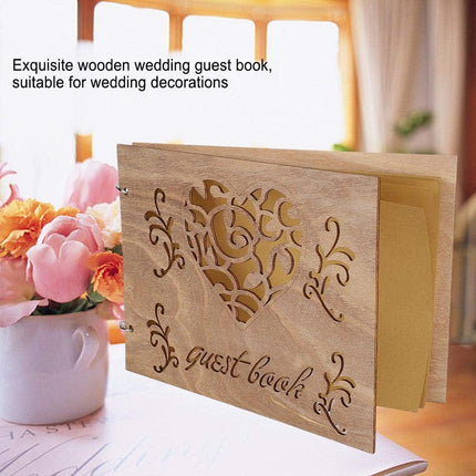 Houten Bruiloft Gastenboek Album Bericht Notebook voor Engagement Decoratie Evenement Feestartikelen Decoraties Gastenboeken (# 3) #3.