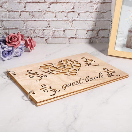Houten Bruiloft Gastenboek Album Bericht Notebook voor Engagement Decoratie Evenement Feestartikelen Decoraties Gastenboeken (# 3) #3.