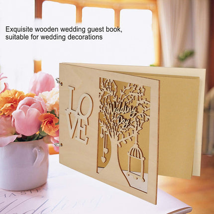 Houten Bruiloft Gastenboek Album Bericht Notebook voor Engagement Decoratie Evenement Feestartikelen Decoraties Gastenboeken (# 2) #2.