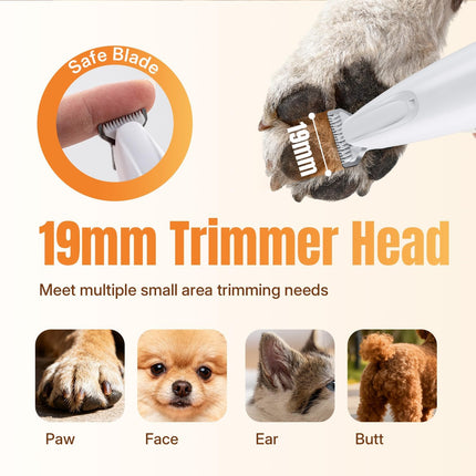 Petluno 2-in-1 Pet Grooming Trimmer with LED Light, Rechargeable Dog/Cat Hair Clipper, Grooming Tool, Electric Nail Grinder for Cats and Dogs, Pet Clipper Blades for Eyes, Ears.