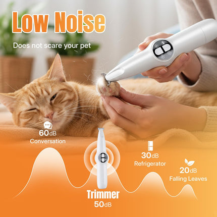 Petluno 2-in-1 Pet Grooming Trimmer with LED Light, Rechargeable Dog/Cat Hair Clipper, Grooming Tool, Electric Nail Grinder for Cats and Dogs, Pet Clipper Blades for Eyes, Ears.
