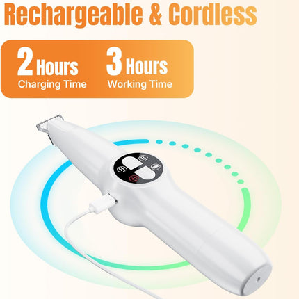 Petluno 2-in-1 Pet Grooming Trimmer with LED Light, Rechargeable Dog/Cat Hair Clipper, Grooming Tool, Electric Nail Grinder for Cats and Dogs, Pet Clipper Blades for Eyes, Ears.