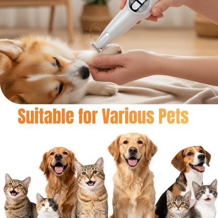 Petluno 2-in-1 Pet Grooming Trimmer with LED Light, Rechargeable Dog/Cat Hair Clipper, Grooming Tool, Electric Nail Grinder for Cats and Dogs, Pet Clipper Blades for Eyes, Ears.