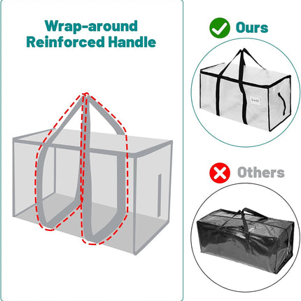 2 Pack 90L Clothes Storage Bags with Lids Clear Moving Bags Heavy Duty Totes for College Dorm Storage, Camping Travel Packing, Home Garage Organisation & Seasonal Bedding 2 Pack.