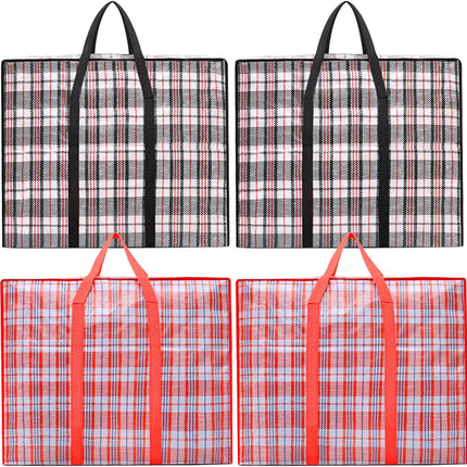 Storage bags, 4 pieces, large reusable moving bags, with zip closure and handles, storage bag, clothing, laundry bag, capacity, multifunctional for duvets.