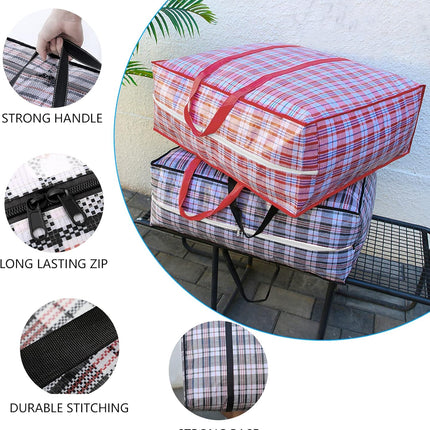 Storage bags, 4 pieces, large reusable moving bags, with zip closure and handles, storage bag, clothing, laundry bag, capacity, multifunctional for duvets.