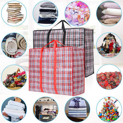Storage bags, 4 pieces, large reusable moving bags, with zip closure and handles, storage bag, clothing, laundry bag, capacity, multifunctional for duvets.