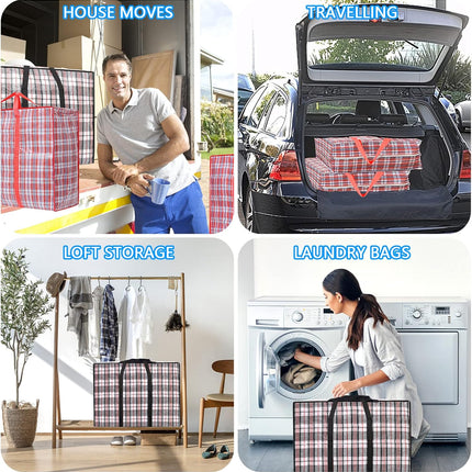 Storage bags, 4 pieces, large reusable moving bags, with zip closure and handles, storage bag, clothing, laundry bag, capacity, multifunctional for duvets.