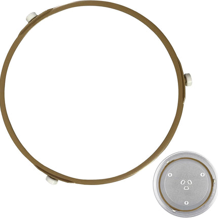 Universal microwave rotating ring - 22cm khaki plastic touch control 50g benchtop defrost, reheat, high, medium, low.