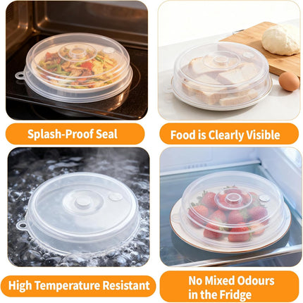 2 pieces of microwave covers, microwave cover for heating food, 23 cm and 17 cm, transparent, microwave lid with adjustable steam ventilation to prevent splatters.
