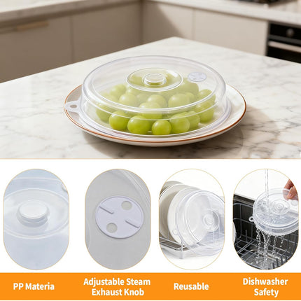 2 pieces of microwave covers, microwave cover for heating food, 23 cm and 17 cm, transparent, microwave lid with adjustable steam ventilation to prevent splatters.