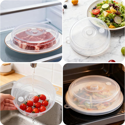 2 pieces of microwave covers, microwave cover for heating food, 23 cm and 17 cm, transparent, microwave lid with adjustable steam ventilation to prevent splatters.