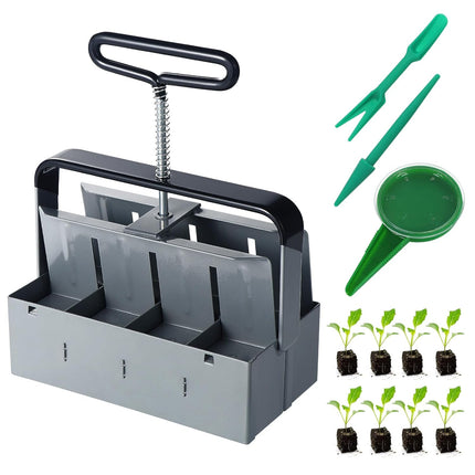 Manual clod crusher, 2 inch ground blocking with sowing tool sets, plant tool set for planting, sowing, growing, greenhouse (8 pieces) M.