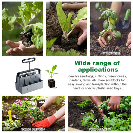 Manual clod crusher, 2 inch ground blocking with sowing tool sets, plant tool set for planting, sowing, growing, greenhouse (8 pieces) M.