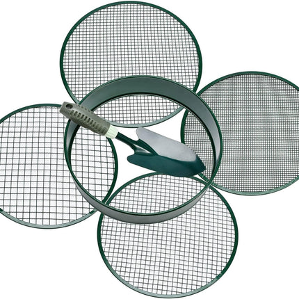 Garden sieve, soil sieve with interchangeable mesh sizes 3, 6, 9 and 12 mm, perfect garden tool for sifting soil, stones and compost..