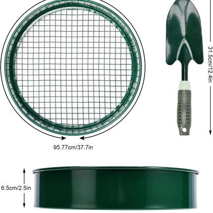 Garden sieve, soil sieve with interchangeable mesh sizes 3, 6, 9 and 12 mm, perfect garden tool for sifting soil, stones and compost..