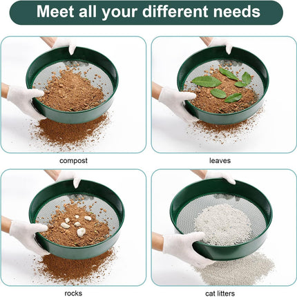 Garden sieve, soil sieve with interchangeable mesh sizes 3, 6, 9 and 12 mm, perfect garden tool for sifting soil, stones and compost..