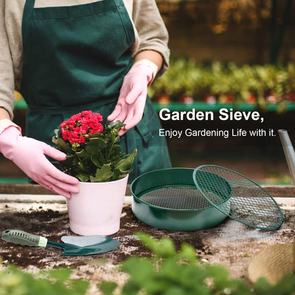 Garden sieve, soil sieve with interchangeable mesh sizes 3, 6, 9 and 12 mm, perfect garden tool for sifting soil, stones and compost..