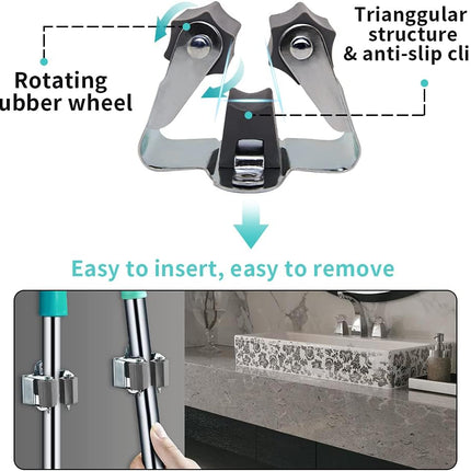 Petluno Broom Holder - Tool Holder Broom Wall Mount System Multi Wall Holder Mounting System Garden Tools Set Including Fixing Hardware (blue) grey 6.