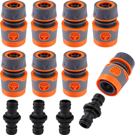 8 pieces garden hose connector 1/2 inch, garden hose fittings, hose coupling, double plug, hose connector set, garden hose accessories, garden hose connection set garden tool, lawn.