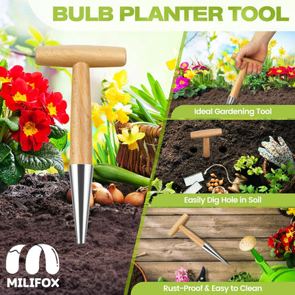 Flower bulbs, plant stakes, flower bulbs with T-grip, bulb planting aids, onion sets, garden vegetables, flowers and tulip bulbs.