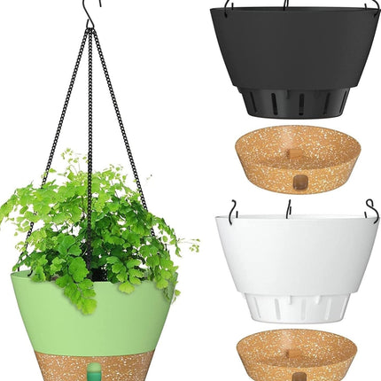 Petluno Hanging Lamps, set of 3, diameter 25 cm, flowers, hanging pot, plastic flower pots for outdoor use with outdoor saucer, garden decoration, balcony, living room (3 colours).
