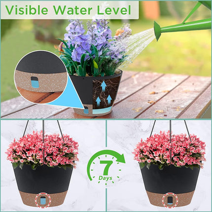 Petluno Hanging Lamps, set of 3, diameter 25 cm, flowers, hanging pot, plastic flower pots for outdoor use with outdoor saucer, garden decoration, balcony, living room (3 colours).