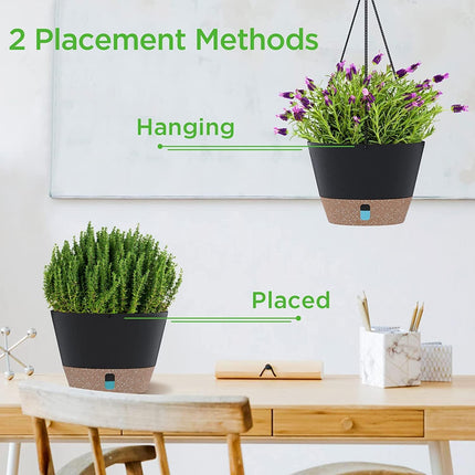 Petluno Hanging Lamps, set of 3, diameter 25 cm, flowers, hanging pot, plastic flower pots for outdoor use with outdoor saucer, garden decoration, balcony, living room (3 colours).