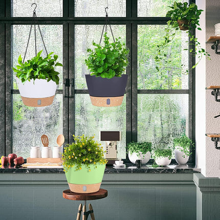 Petluno Hanging Lamps, set of 3, diameter 25 cm, flowers, hanging pot, plastic flower pots for outdoor use with outdoor saucer, garden decoration, balcony, living room (3 colours).