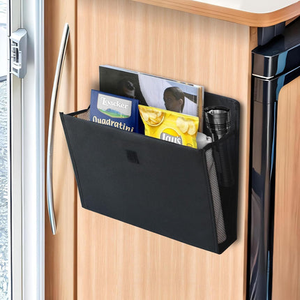 Storage space for campers with self-adhesive motorhome accessories Essentials Caravan Gadgets, 34 x 29 x 14 cm Foldable wall-mounted organizer for bedroom, office, bedside table desk.