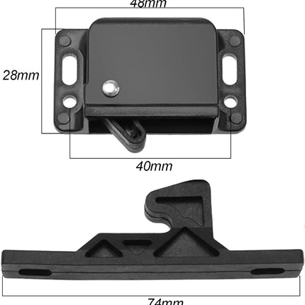 4 pieces of cabinet door lock with screws RV drawer locks, push-to-close handle catches hidden lock for camper, trailer, motor, house, kitchen, black.