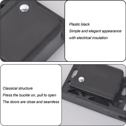 4 pieces of cabinet door lock with screws RV drawer locks, push-to-close handle catches hidden lock for camper, trailer, motor, house, kitchen, black.