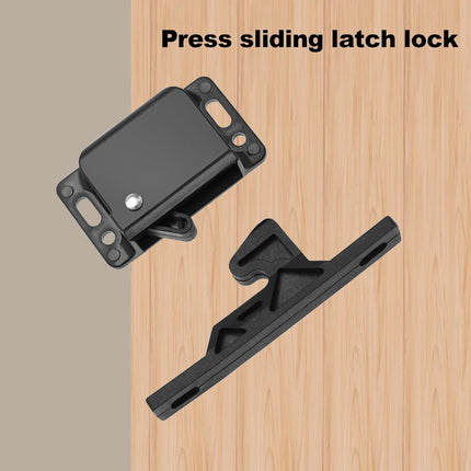 4 pieces of cabinet door lock with screws RV drawer locks, push-to-close handle catches hidden lock for camper, trailer, motor, house, kitchen, black.