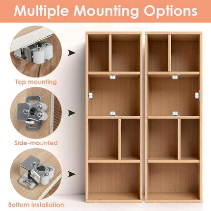 Petluno 6 pack double roller cabinet lock, roller catch hardware for cupboard kitchen cabinet door locks, cabinet door locks and latches with screws, silver.