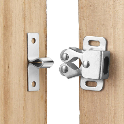 Petluno 6 pack double roller cabinet lock, roller catch hardware for cupboard kitchen cabinet door locks, cabinet door locks and latches with screws, silver.