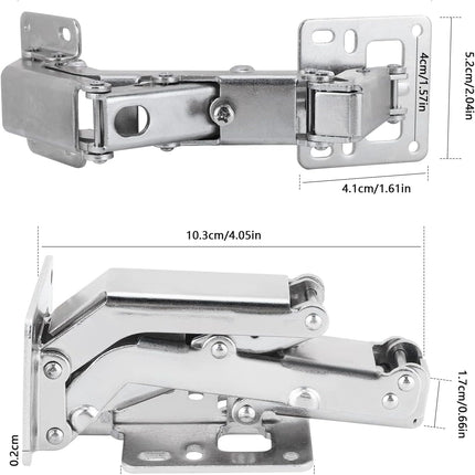 Spring-loaded hinge, 170 degrees, for kitchen cabinets, door hinges, large angle door hinges, angle stop, self-closing hinge, 4 pieces, improved version with buffer damping.