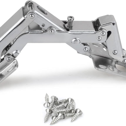Spring-loaded hinge, 170 degrees, for kitchen cabinets, door hinges, large angle door hinges, angle stop, self-closing hinge, 4 pieces, improved version with buffer damping.