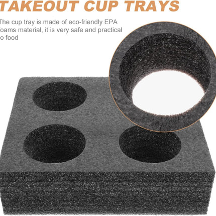 Takeaway Coffee Cup Bottle Carrier: 2Pcs Black Holders Foam - Hot or Cold Drinks Carrier Trays - Beverage Trays for Package Service - Packaging Supplies.
