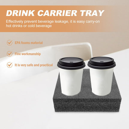 Takeaway Coffee Cup Bottle Carrier: 2Pcs Black Holders Foam - Hot or Cold Drinks Carrier Trays - Beverage Trays for Package Service - Packaging Supplies.