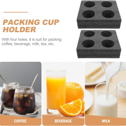 Takeaway Coffee Cup Bottle Carrier: 2Pcs Black Holders Foam - Hot or Cold Drinks Carrier Trays - Beverage Trays for Package Service - Packaging Supplies.