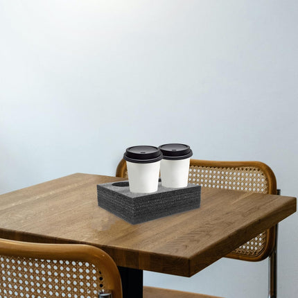 Takeaway Coffee Cup Bottle Carrier: 2Pcs Black Holders Foam - Hot or Cold Drinks Carrier Trays - Beverage Trays for Package Service - Packaging Supplies.