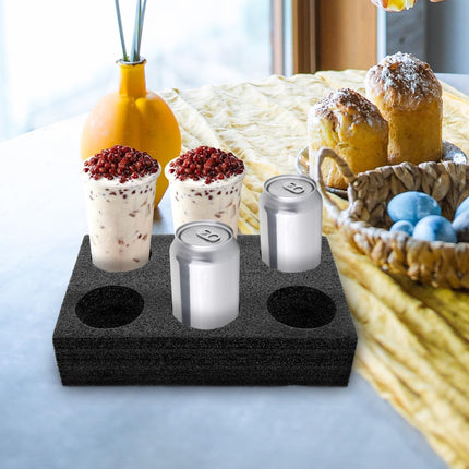 Petluno 6 Holes Takeout Beverage Cup Trays, Hot Cold Drinks Fixing Holders, Foam Coffee Carrier, Packing Tool for Restaurant Black.