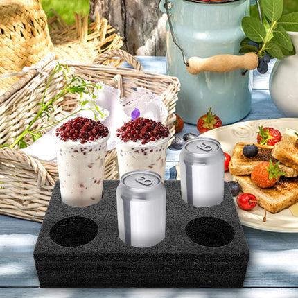 Petluno 6 Holes Takeout Beverage Cup Trays, Hot Cold Drinks Fixing Holders, Foam Coffee Carrier, Packing Tool for Restaurant Black.