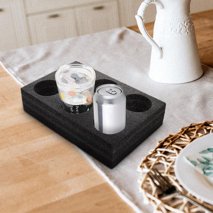 Petluno 6 Holes Takeout Beverage Cup Trays, Hot Cold Drinks Fixing Holders, Foam Coffee Carrier, Packing Tool for Restaurant Black.