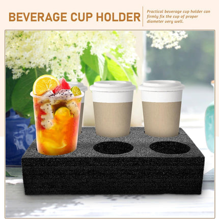 Petluno 6 Holes Takeout Beverage Cup Trays, Hot Cold Drinks Fixing Holders, Foam Coffee Carrier, Packing Tool for Restaurant Black.