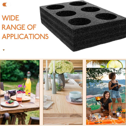 Petluno 6 Holes Takeout Beverage Cup Trays, Hot Cold Drinks Fixing Holders, Foam Coffee Carrier, Packing Tool for Restaurant Black.
